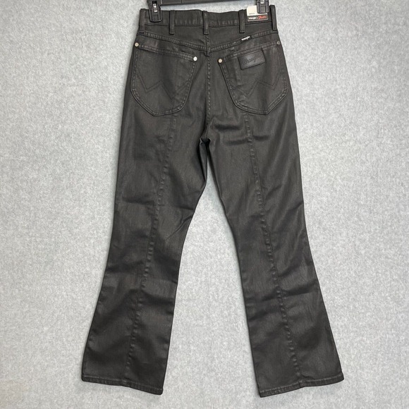 Wrangler x Fender Coated Wrock Kick Flare Jeans Womens‎ 27x28 Black High Rise - Picture 5 of 16